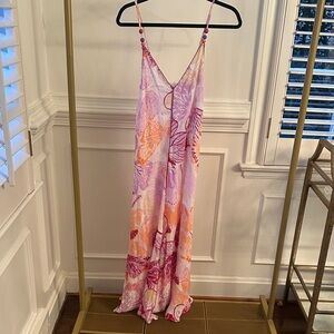 Poupette St. Barth Vibrant Pink and Orange Maxi Dtrss